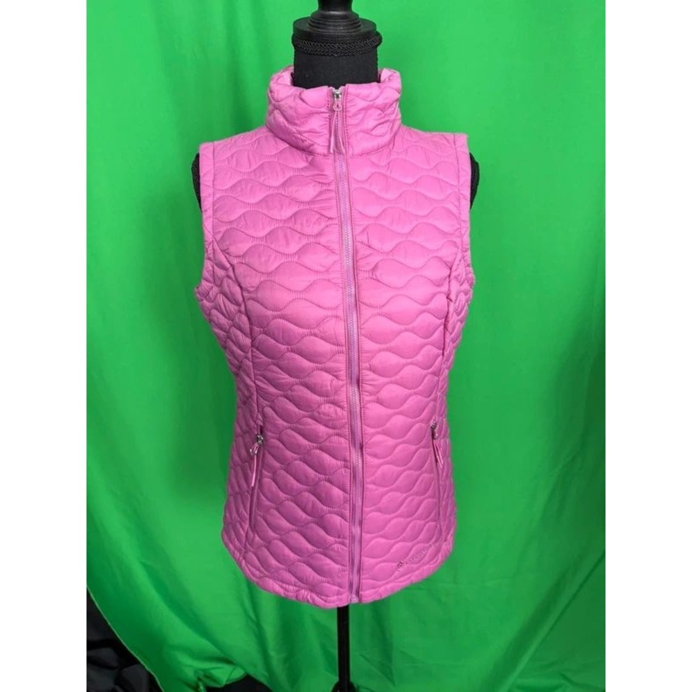 Free Country Womens S Pink Quilted Puffer Vest Full Zip Zip Pockets Lightweight